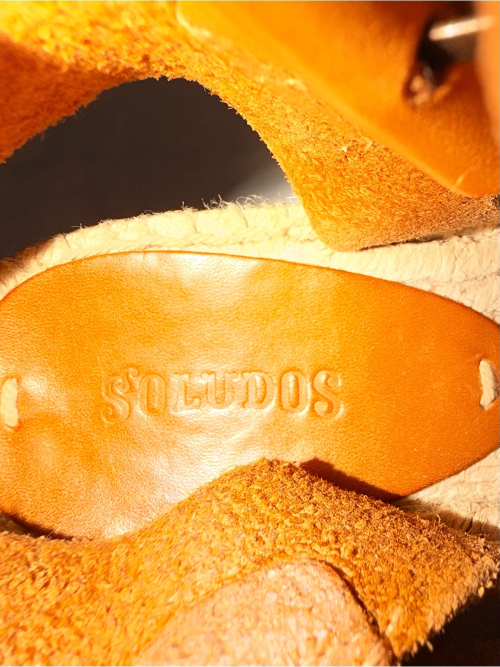 Soludos Tan Leather Espadrille Wedge Sandals - Picture 2 of 5
